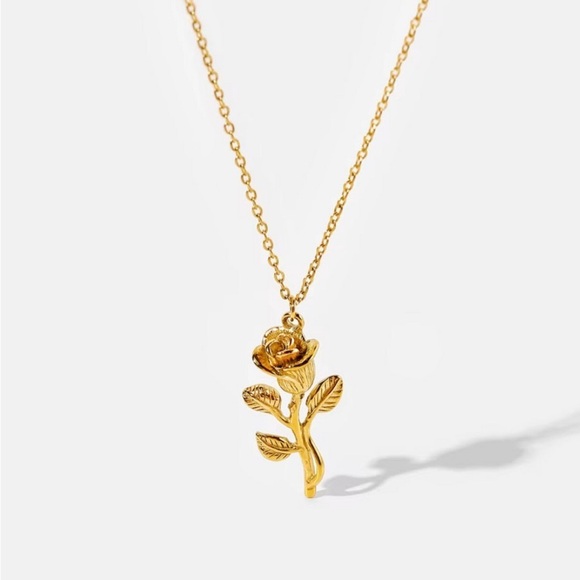 Gold Rose Pendant Necklace - Gold Jewelry - Picture 3 of 4